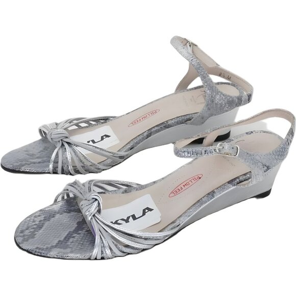 Amalfi Rangoni Firenze Silver Wedge Sandal Women\'s US 8.5 M